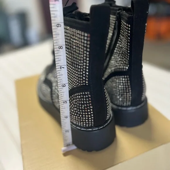 MADDEN GIRL Kurro Bedazzled Black Combat Boots Women Size 6.5 - Picture 7 of 8